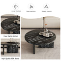 Black Mdf Material Circular Coffee Table With Texture, 31.4 Inch Black Middle Table, Modern Tea Table, Suitable For Small Spaces, Living Room. Black Mdf