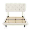 Twin Size Upholstered Bed With Light Stripe, Floating Platform Bed, Linen Fabric,Beige Beige Linen