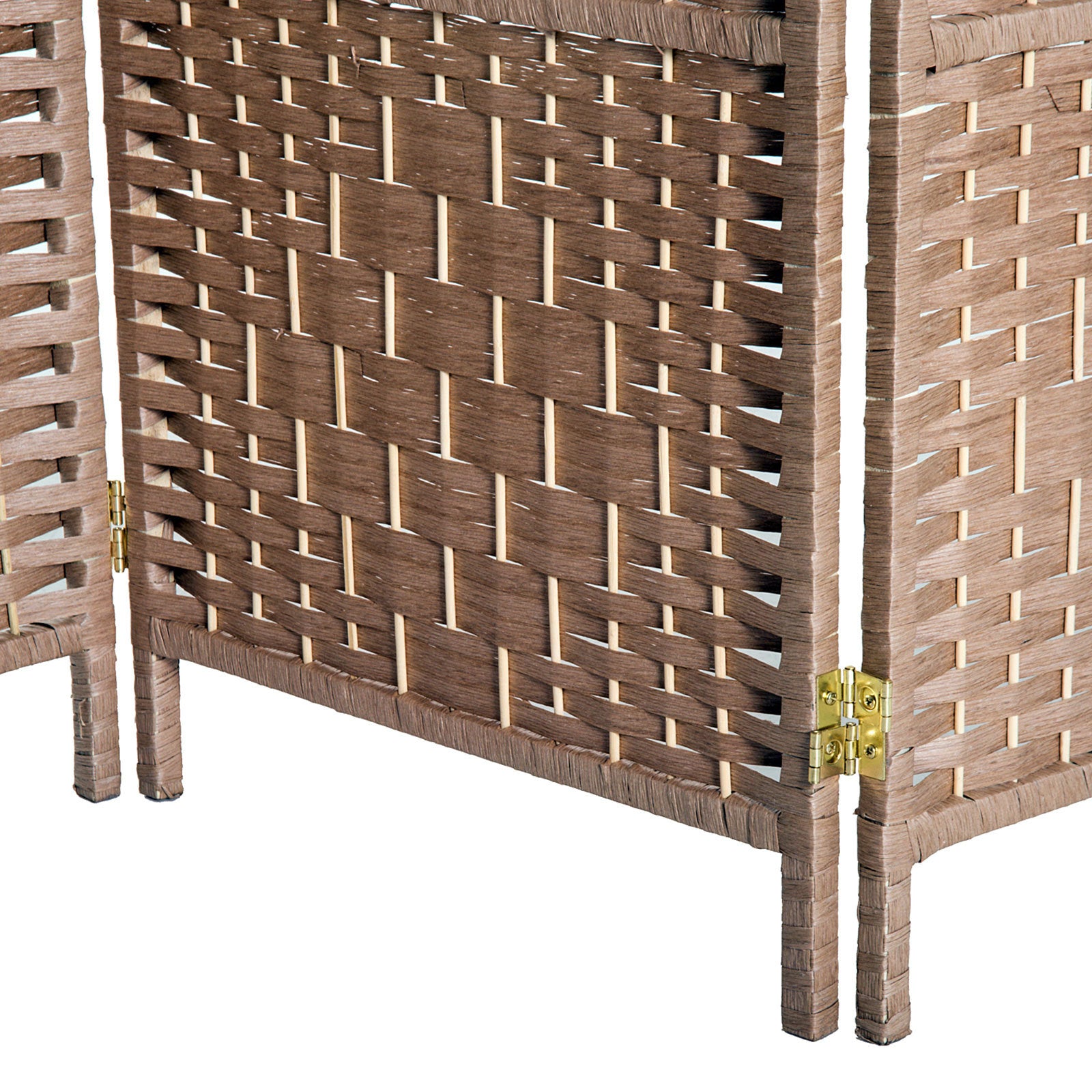 6' Tall Wicker Weave 3 Panel Room Divider Privacy Screen Natural Natural Wood