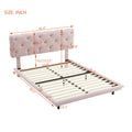 Full Size Upholstered Bed With Light Stripe, Floating Platform Bed, Linen Fabric,Pink Full Pink Linen