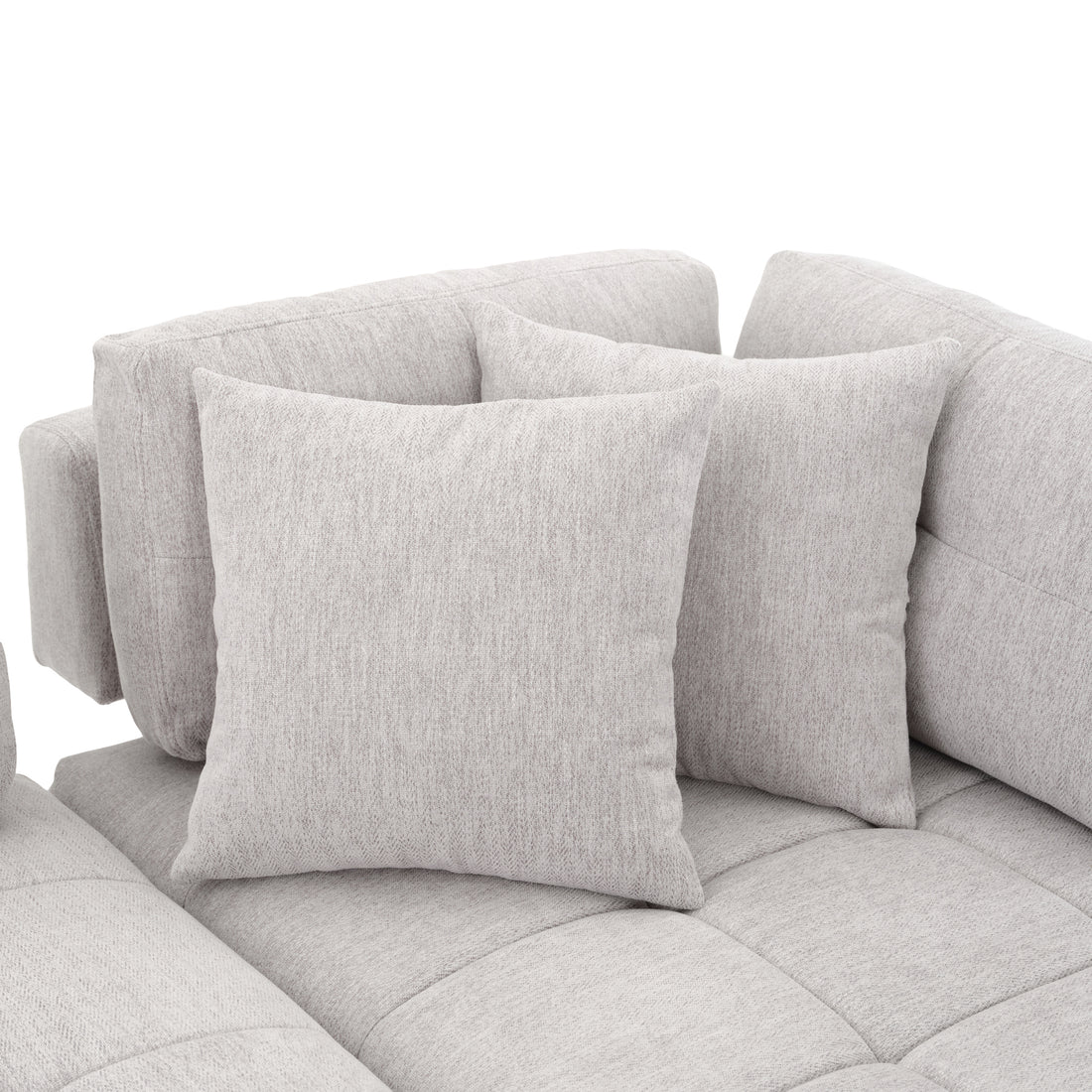 91.73" L Shaped Sofa Sectional Sofa Couch With 2 Stools And 2 Lumbar Pillows For Living Room, Light Grey Light Grey Chenille