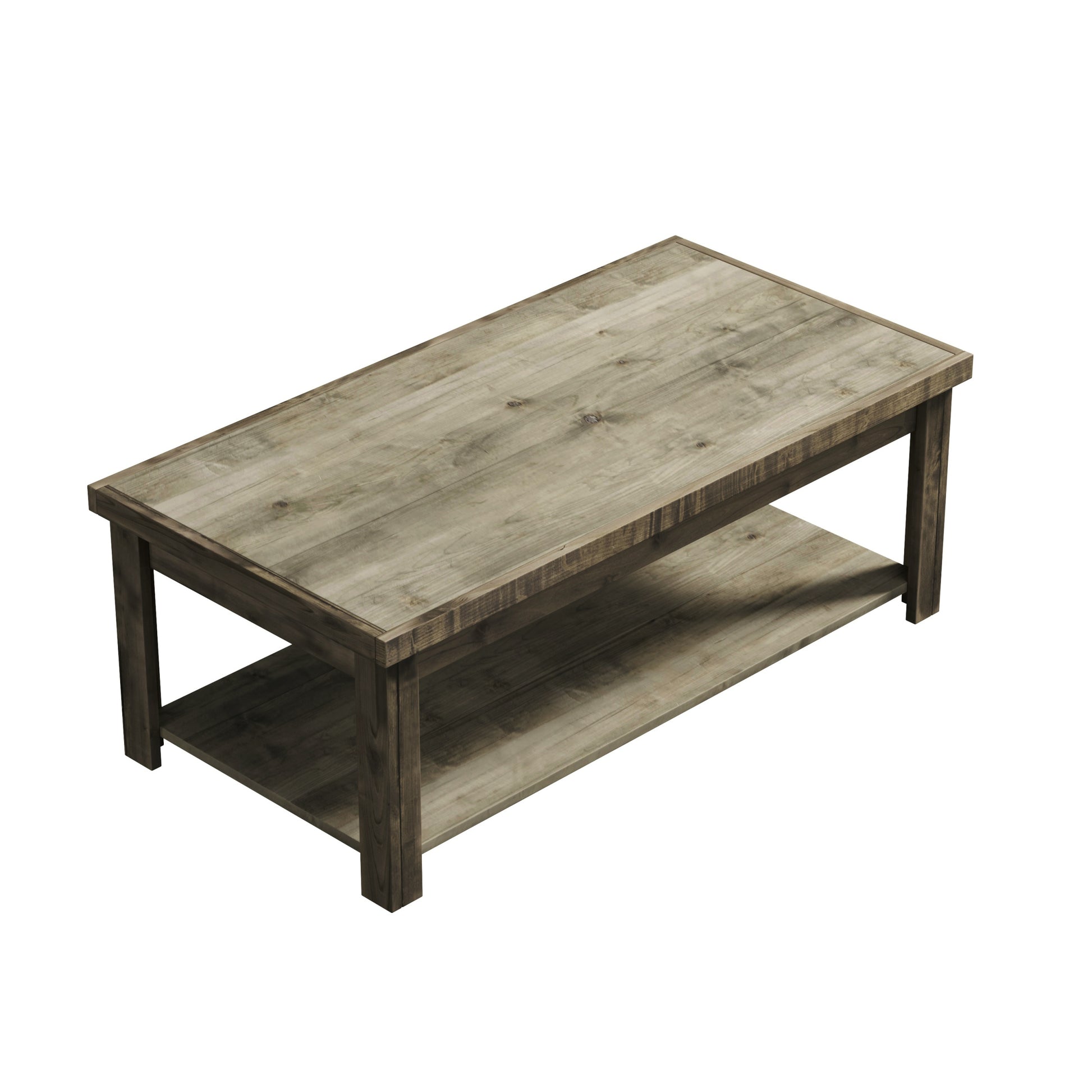 Joshua Creek 48 Inch Coffee Table, No Assembly Required, Barnwood Finish Brown Brown Primary Living Space Rustic,Transitional Alder Solid Wood