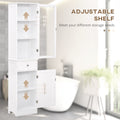 Kleankin Slim Bathroom Storage Cabinet, Tall Bathroom Cabinet, Narrow Linen Tower With Acrylic Door, Drawer And Shelves, White White Mdf