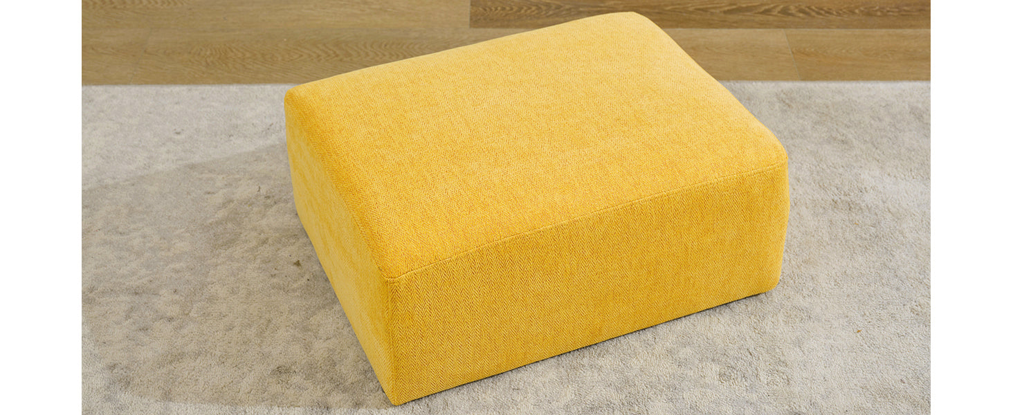 91.73" L Shaped Sofa Sectional Sofa Couch With 2 Stools And 2 Lumbar Pillows For Living Room, Yellow Yellow Chenille