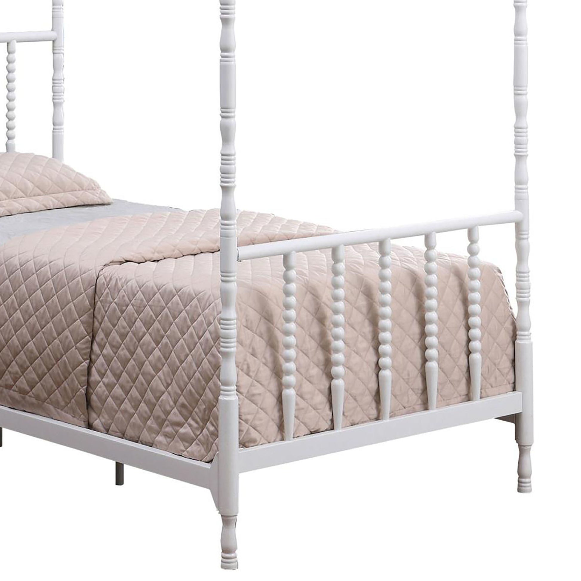 Betony White Twin Canopy Bed Twin White Metal Bedroom Traditional Canopy Metal