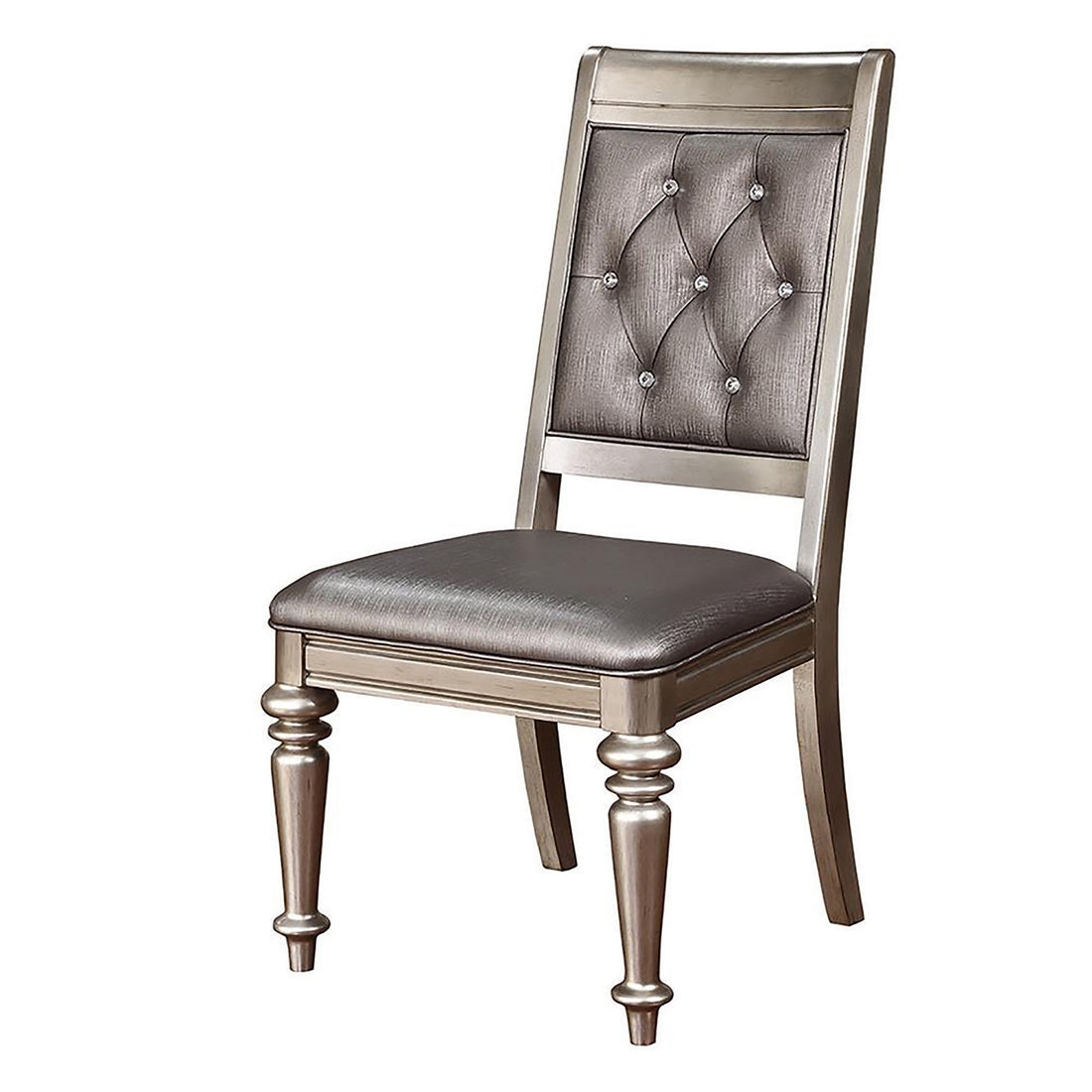 Metallic Platinum And Metallic Open Back Side Chair Set Of 2 Silver Dining Room Glam Side Chair Rubberwood Open Back Wood