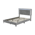 Full Size Upholstered Bed Frame With Led Lights,Modern Velvet Platform Bed With Tufted Headboard,Gray Gray Velvet