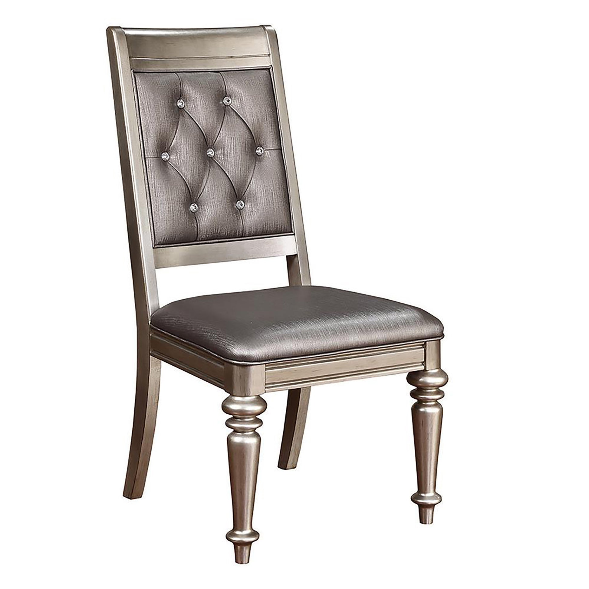 Metallic Platinum And Metallic Open Back Side Chair Set Of 2 Silver Dining Room Glam Side Chair Rubberwood Open Back Wood