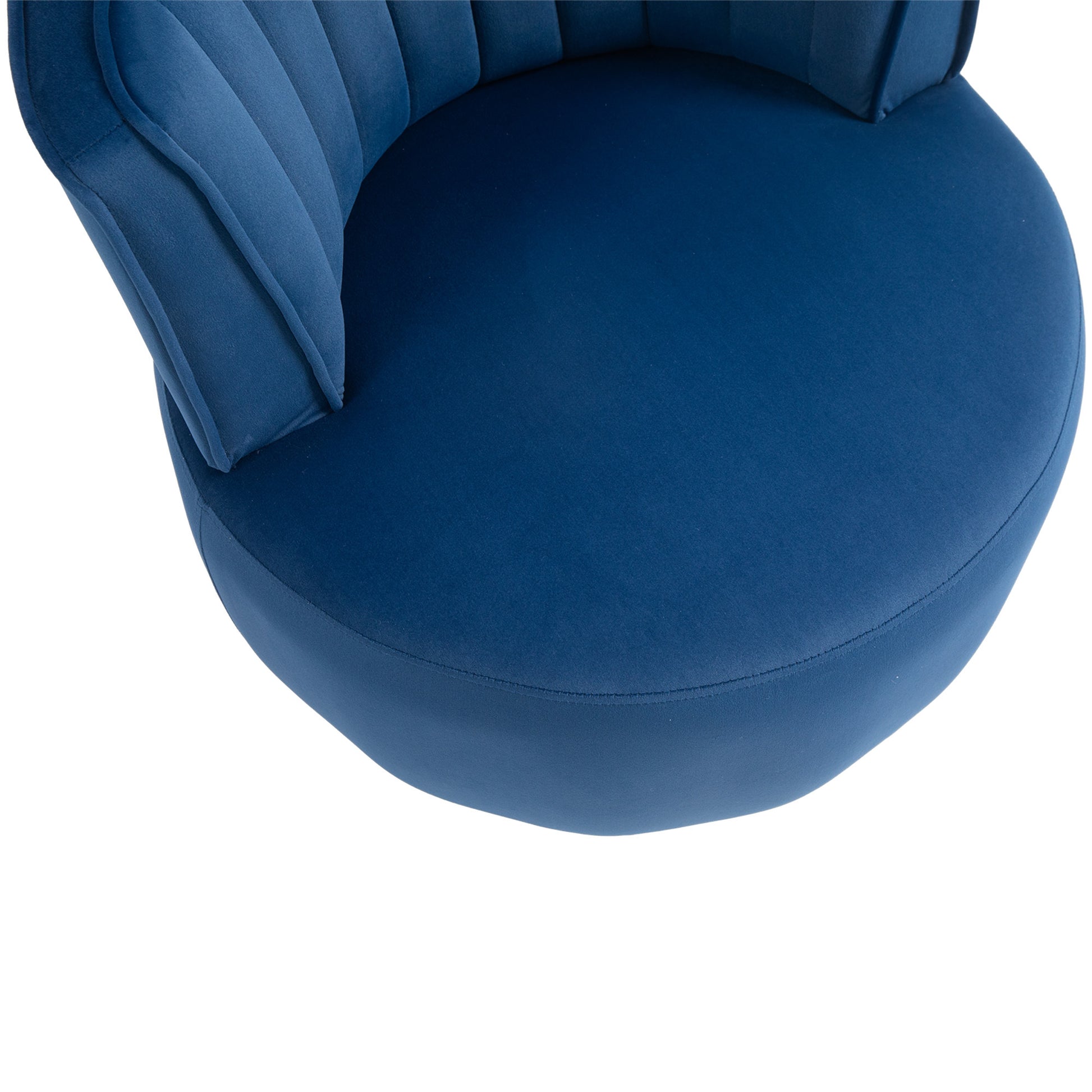 Coolmore 360 Degree Swivel Cuddle Barrel Accent Sofa Chairs, Round Armchairs With Wide Upholstered, Fluffy Velvet Fabric Chair For Living Room, Bedroom, Office, Waiting Rooms Navy Foam Velvet