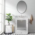 30'' Bathroom Vanity with Carrara Natural Marble Top 1-white-2-rust