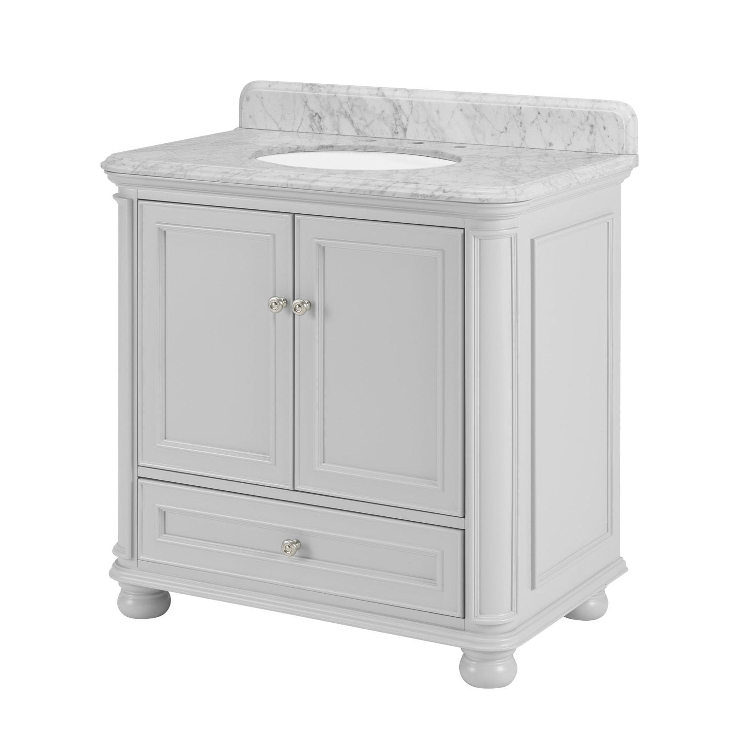 36'' Bathroom Vanity with Carrara Natural Marble Top 1-white-2-rust