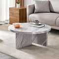 Gray Mdf Material Circular Textured Coffee Table, 31.4 Inch Gray Middle Table, Modern Coffee Table, Suitable For Small Spaces, Living Room. Gray Mdf