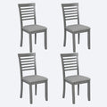 Wooden Dining Chairs Set Of 4, Kitchen Chair With Padded Seat, Upholstered Side Chair For Dining Room, Living Room, Gray Gray Dining Room Rubberwood Rubber Wood