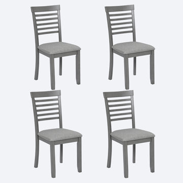 Wooden Dining Chairs Set Of 4, Kitchen Chair With Padded Seat, Upholstered Side Chair For Dining Room, Living Room, Gray Gray Dining Room Rubberwood Rubber Wood