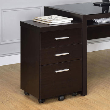 Cappuccino 3 Drawer Mobile File Cabinet Mobile File Cabinets 3 4 Drawers Brown Office Drawers Included Transitional Wood