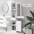 Kleankin Slim Bathroom Storage Cabinet, Tall Bathroom Cabinet, Narrow Linen Tower With Acrylic Door, Drawer And Shelves, White White Mdf