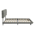 Full Size Upholstered Bed With Light Stripe, Floating Platform Bed, Linen Fabric,Gray Full Gray Linen