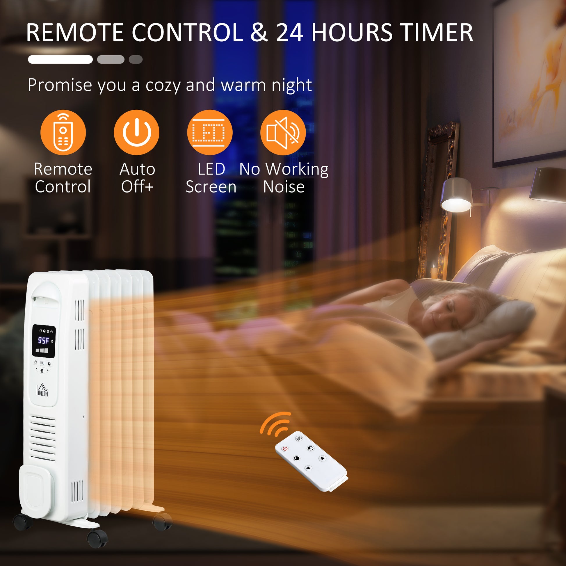 25.25" Electric Space Heater, Freestanding 161 Sq. Ft. Heater With 3 Modes, Timer, And Remote, 1500 W, White White Steel