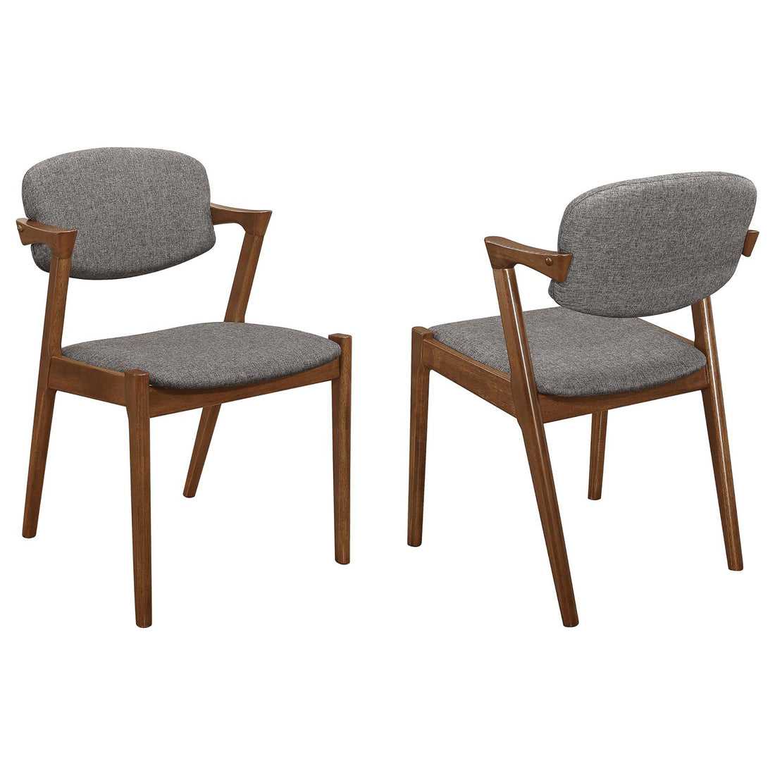 Dark Walnut And Grey Dining Chair Set Of 2 Brown Dining Room Wipe Clean Mid Century Modern Dining Chairs Rubberwood Open Back Wood