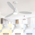 52 Inch Integrated Led 3 Wood Fan Blade Kit And 6 Speed Remote Control White Metal & Wood