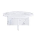 A White Mdf Material Circular Patterned Coffee Table, A 31.4 Inch White Center Table, Modern Coffee Table, Suitable For Small Spaces And Living Rooms. White Mdf