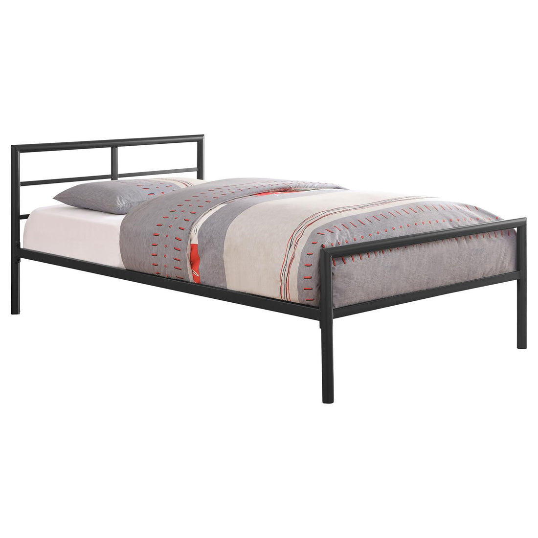 Gunmetal Twin Metal Bed Twin Grey Metal Bedroom Contemporary,Modern Bed Frame Metal