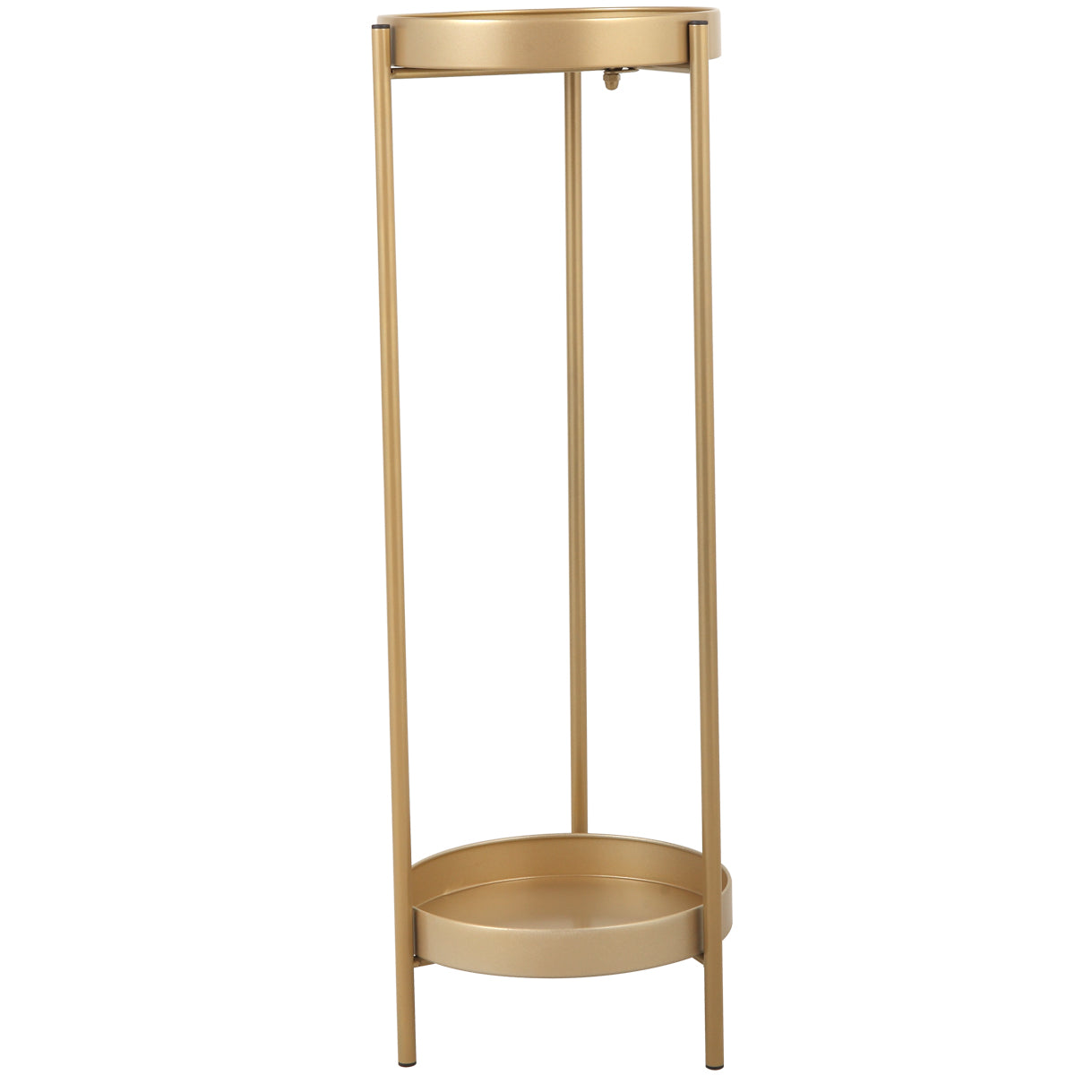 brass plant stand indoor Modern Folding Metal 2 Tier Plant Stand Potted Plant Holder Shelf With 2 Round Trays Indoor Outdoor, Versatile, Golden Golden Metal