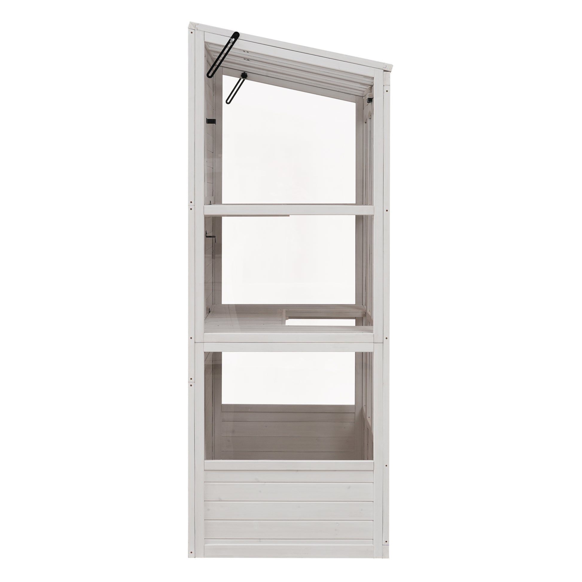 78 Inch Wooden Greenhouse Cold Frame With 4 Independent Skylights And 2 Folding Middle Shelves, Walk In Outdoor Greenhouse, White White Seats 2 Garden & Outdoor Casual Wood