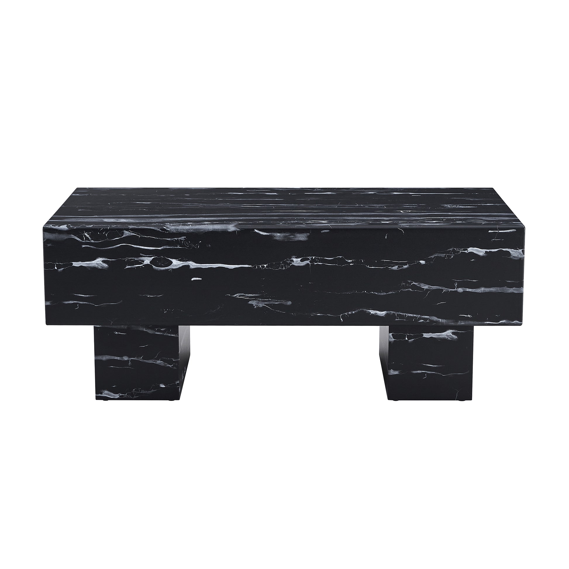 The Black Coffee Table Has Patterns. Modern Rectangular Table, Suitable For Living Rooms And Apartments. 43.3"*21.6"*17.2" Black Mdf