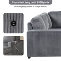 U Shaped Corduroy Combination Corner Sofa With Storage Lounge Chair, 6 Seater Oversized Sofa, With Usb Interfaces,Suitable For Living Room, Office, And Spacious Space Gray Polyester 6 Seat