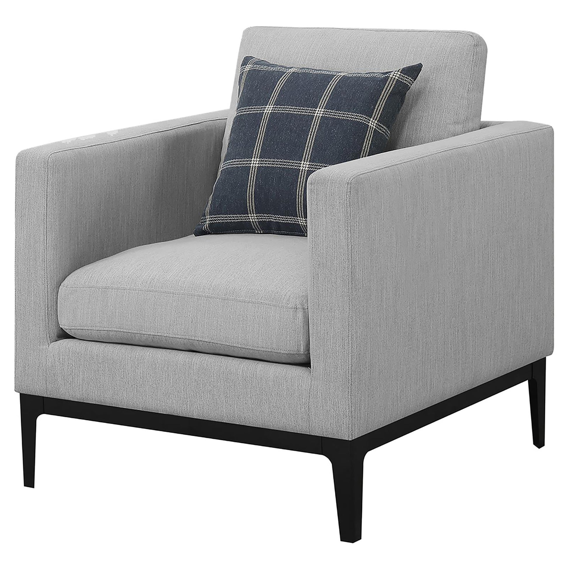 Light Grey Cushion Back Chair Grey Primary Living Space Spot Clean Transitional Accent Chairs Foam Upholstered