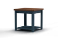 Nantucket 24 Inch Side Table, No Assembly Required, Blue Denim And Whiskey Finish Blue Solid Wood