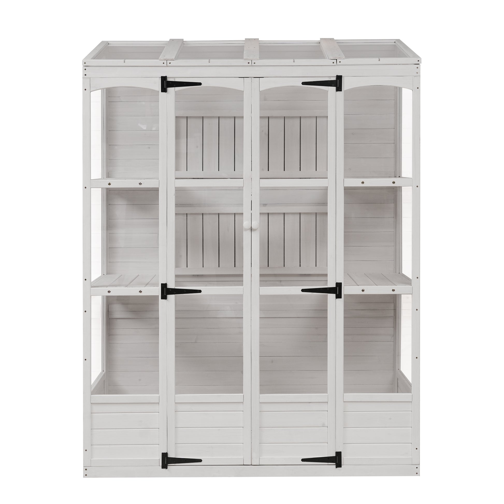 78 Inch Wooden Greenhouse Cold Frame With 4 Independent Skylights And 2 Folding Middle Shelves, Walk In Outdoor Greenhouse, White White Seats 2 Garden & Outdoor Casual Wood