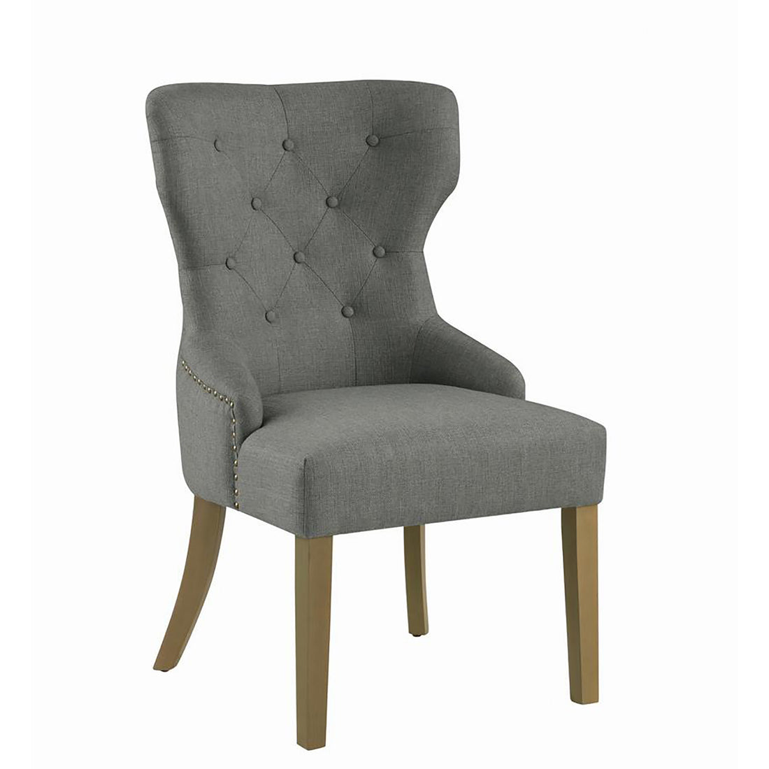 Grey And Rustic Smoke Tufted Dining Chair Solid Grey Gray Dining Room Spot Clean Traditional Dining Chairs Rubberwood Tufted Back Foam Upholstered