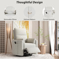 Upholstered Swivel Recliner Manual Rocker Recliner Chair Baby Nursery Chair With Two Removable Pillows For Living Room, Beige Beige Foam Linen