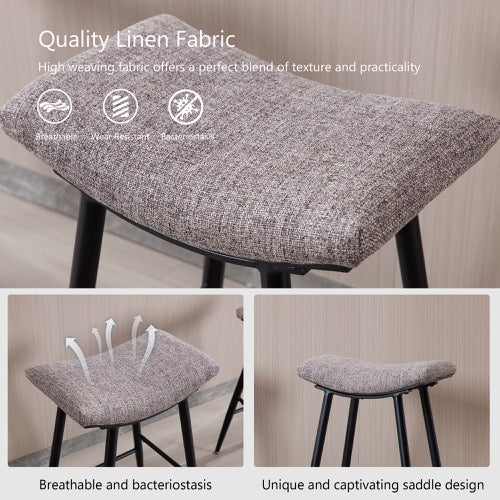 Counter Height Bar Stool Set Of 2 For Dining Room Kitchen Counter Island, Linen Fabric Upholstered Breakfast Stools With Footrest,Coffee Coffee Kitchen Foam Dry Clean Modern Bar Stools Foam Linen