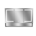 Lighted Medicine Cabinet 48 X 32 Inch, Recessed Or Surfaceclock, Room Temp Display,Defog,Night Light,Stepless Dimming,3000K 6400K, Outlets & Usbs,Double Sided Mirror.Silver External Storage Shelf. Silver Aluminium