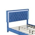 Full Size Upholstered Bed Frame With Led Lights,Modern Velvet Platform Bed With Tufted Headboard,Blue Blue Velvet