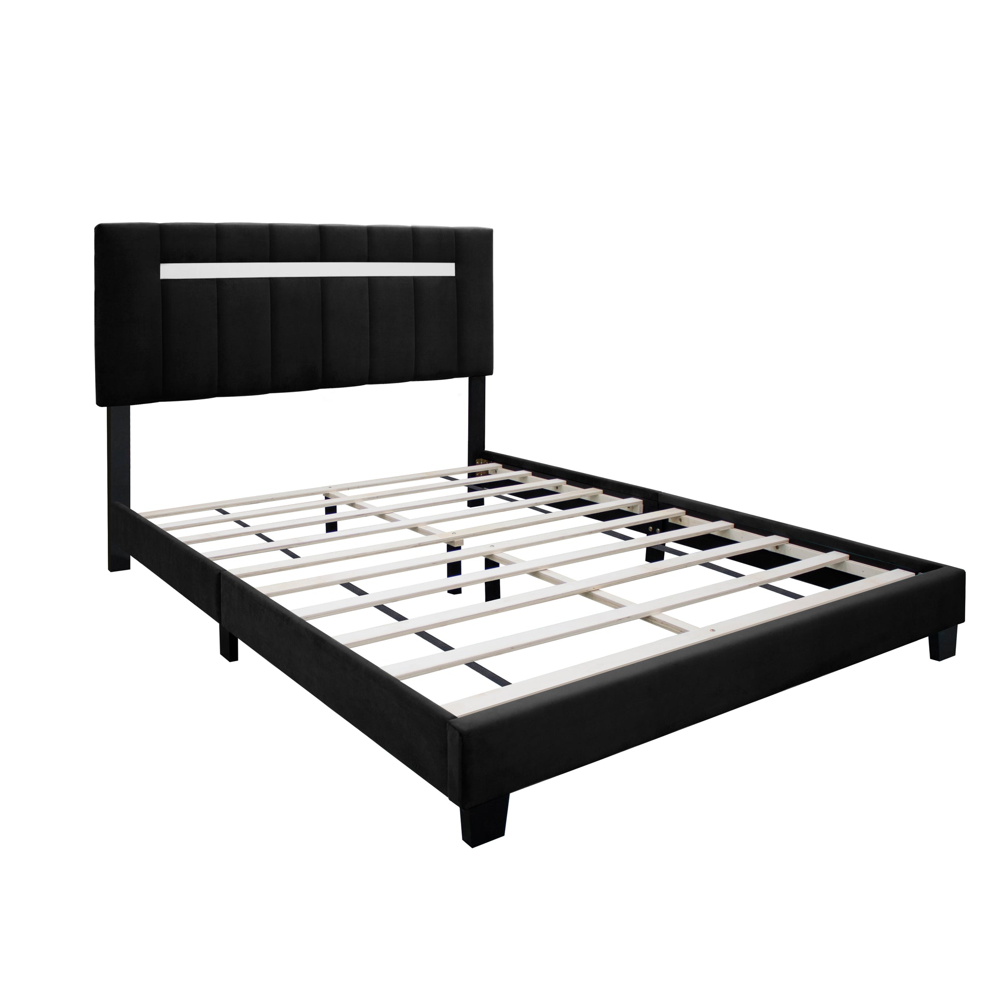 Black Queen Size Adjustable Upholstered Bed Frame Dark Velvet Collection Comfort And Simplicity Box Spring Not Required Queen Black Wood Espresso Bedroom Shabby Chic Rubberwood Adjustable Bedbase Fiber Foam And Polyester Fiber Pad Velvet Upholstered