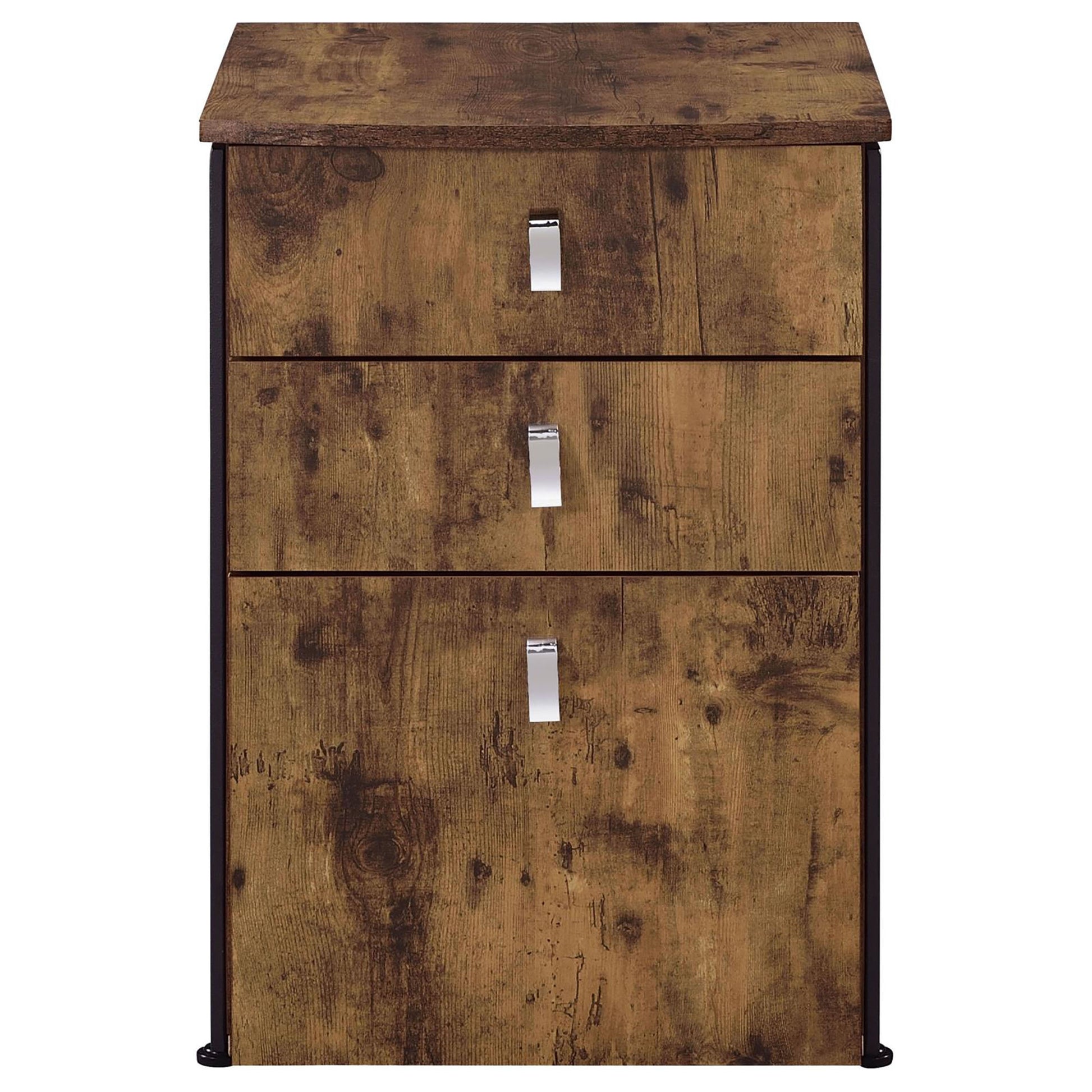 Antique Nutmeg 3 Drawer File Cabinet Filing Cabinets 3 4 Drawers Antique Brown Office Drawers Included Farmhouse,Rustic Wood