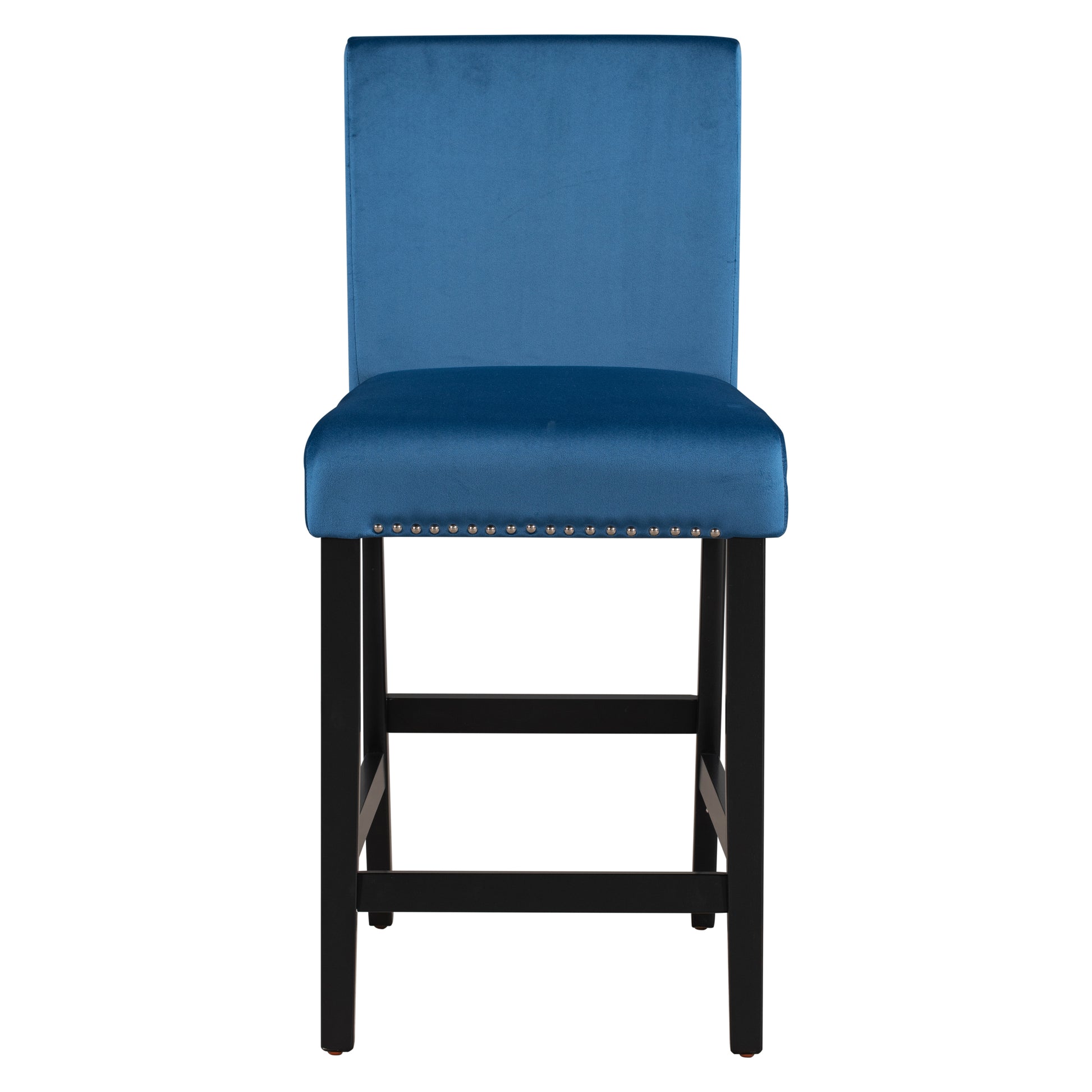 5 Piece Counter Height Dining Table Set With One Faux Marble Top Dining Table And Four Velvet Upholstered Chairs,Blue Blue Mdf