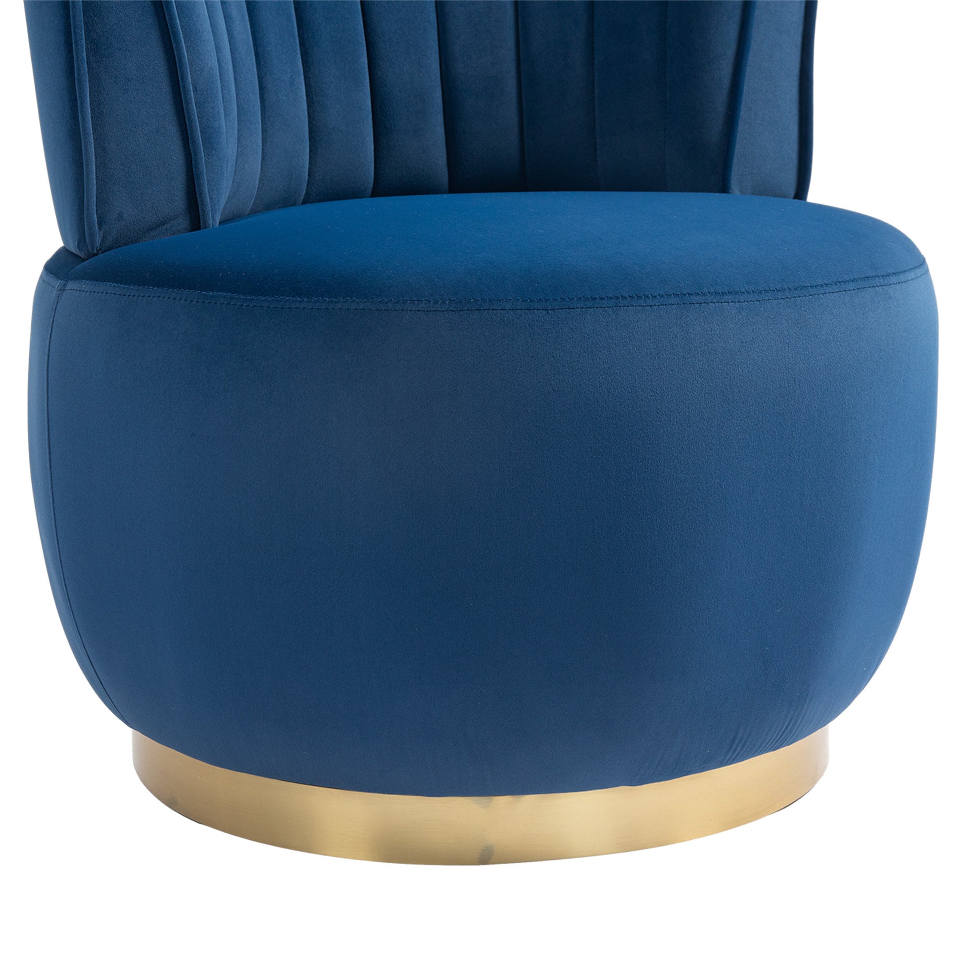 Coolmore 360 Degree Swivel Cuddle Barrel Accent Sofa Chairs, Round Armchairs With Wide Upholstered, Fluffy Velvet Fabric Chair For Living Room, Bedroom, Office, Waiting Rooms Navy Foam Velvet