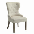 Beige And Rustic Smoke Tufted Dining Chair Beige Dining Room Farmhouse Side Chair Rubberwood Tufted Back Foam Upholstered