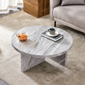 Gray Mdf Material Circular Textured Coffee Table, 31.4 Inch Gray Middle Table, Modern Coffee Table, Suitable For Small Spaces, Living Room. Gray Mdf