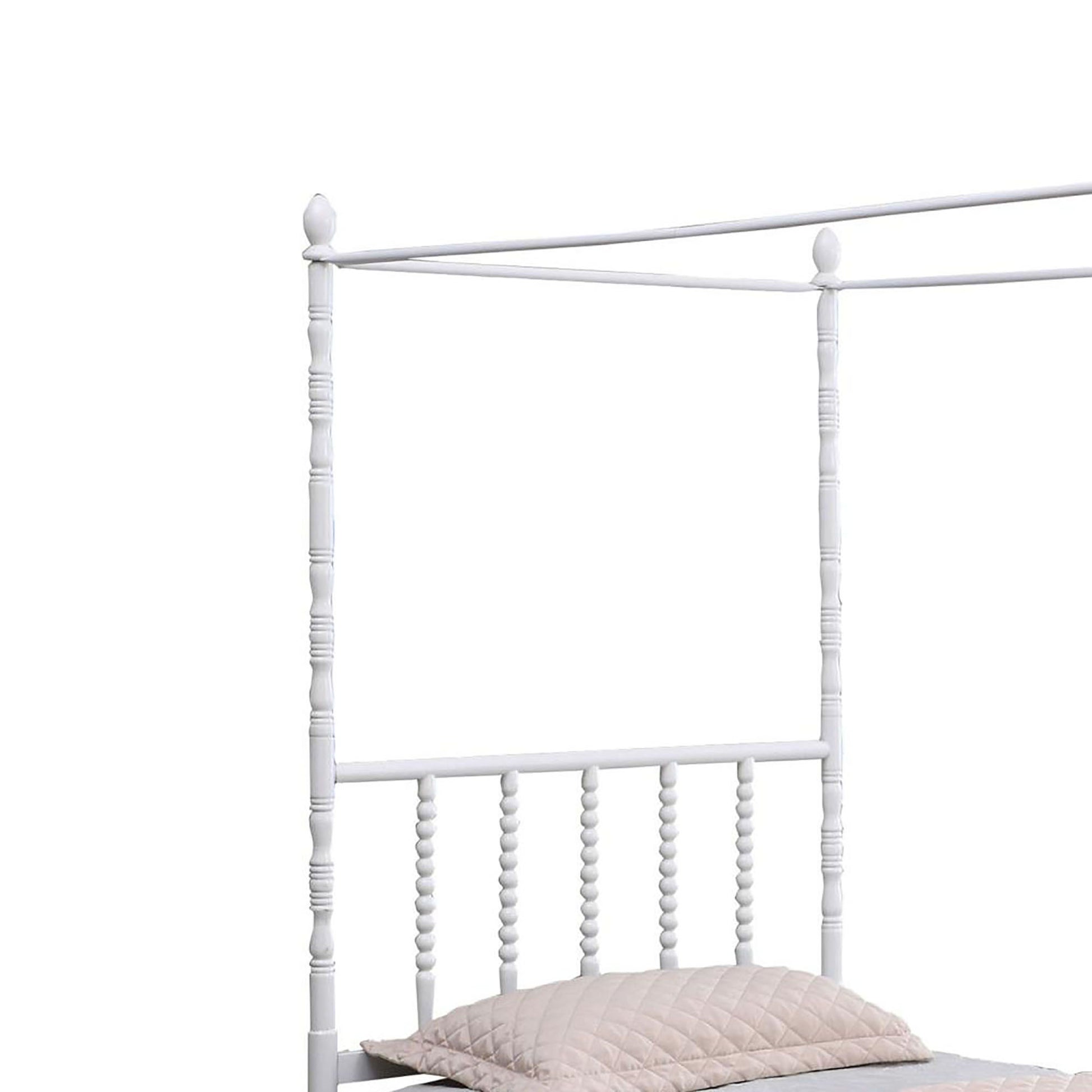 Betony White Twin Canopy Bed Twin White Metal Bedroom Traditional Canopy Metal