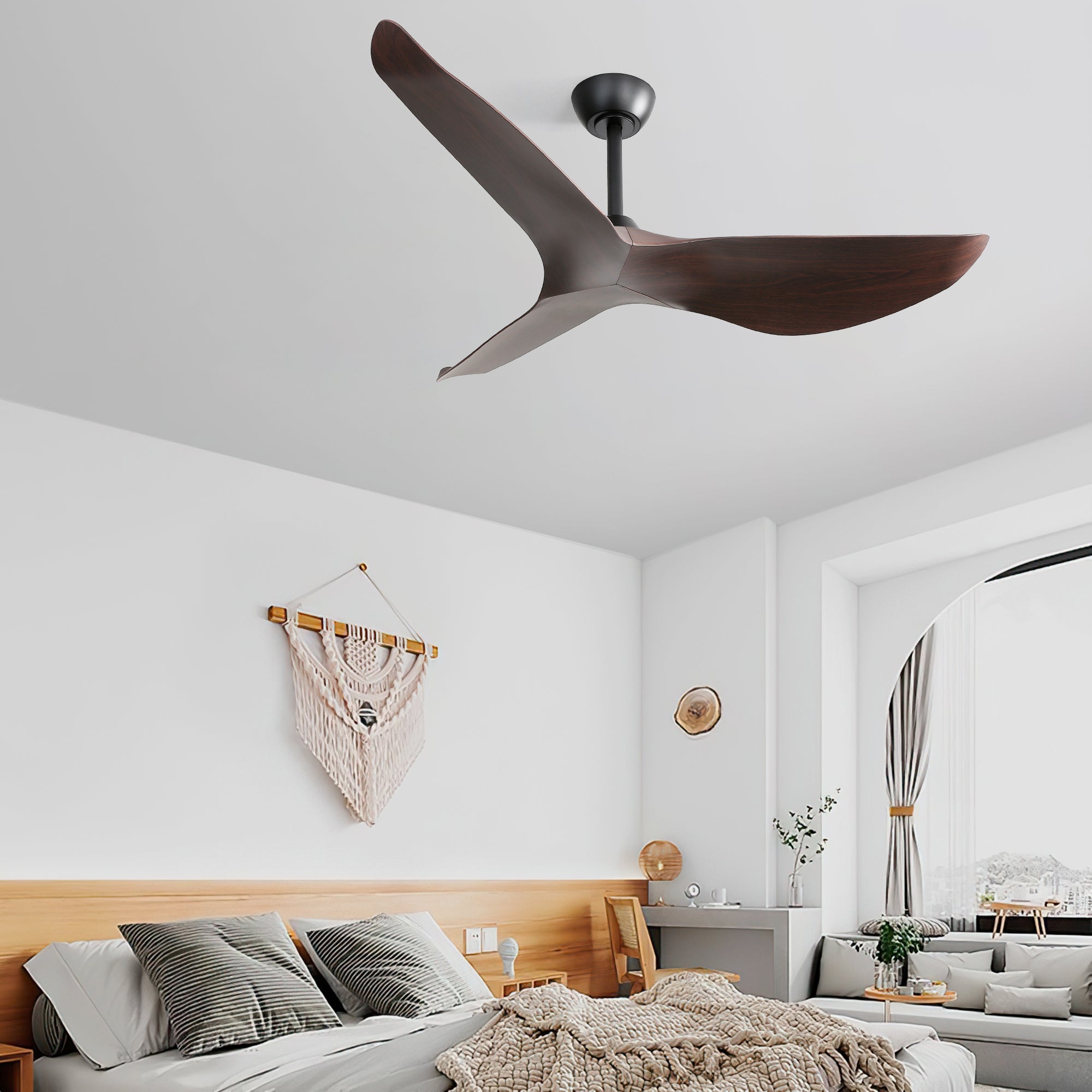 Modern 52 Inch Indoor Ceiling Fan No Light With 6 black-abs
