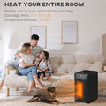 Electric Space Heater For Indoor Use, 1500W Fast Heating Portable Electric Heater With Infrared Quartz Heat Element, Thermostat, 3 Modes, Remote, 12H Timer Black Plastic
