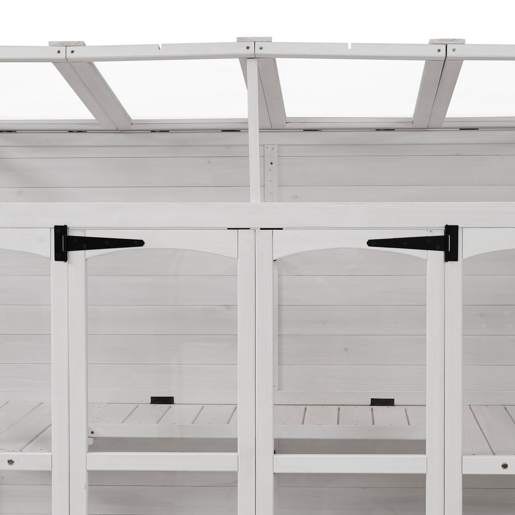 78 Inch Wooden Greenhouse Cold Frame With 4 Independent Skylights And 2 Folding Middle Shelves, Walk In Outdoor Greenhouse, White White Seats 2 Garden & Outdoor Casual Wood