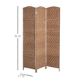 6' Tall Wicker Weave 3 Panel Room Divider Privacy Screen Natural Natural Wood