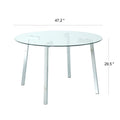 Modern Simple Table With A Glass Round Table And Six Chairs. Transparent Tempered Glass Table Top, Electroplated Table Legs, Bow Chair Legs Set Of 7 Light Yellow Round Glass Metal